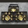 Cross-border European ceramic coffee cup, glazed ceramic cup, Turkish coffee cup and saucer 12-piece gift box set, Medley 017 Application Scenario